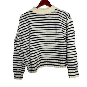 Scalpers Row wool white and navy blue striped pullover sweater sz M